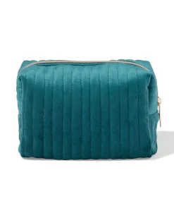 toilettas 21x14cm velours rib groen