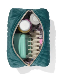 toilettas 21x14cm velours rib groen