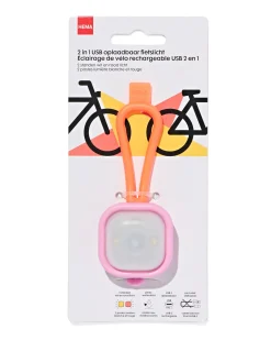 USB fietslampje voor- en achter roze