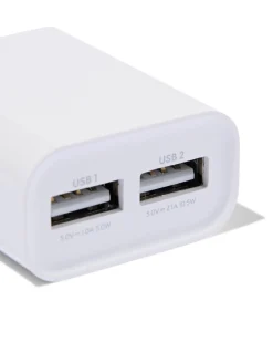 USB oplader 2.1A met 2 poorten wit
