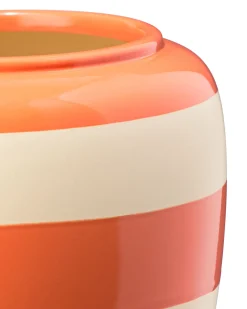 vaas 25.8cm keramiek strepen oranje