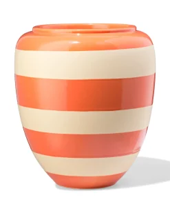 vaas 25.8cm keramiek strepen oranje