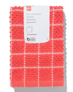 vaatdoekjes 30x30 katoen rood - 2 stuks