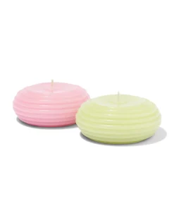vormkaars ⌀10x4.5cm ribbel lichtgroen