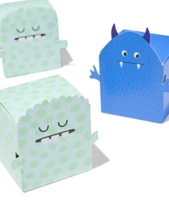 vouwbare cadeaudoosjes 14x12.5x2cm papier monster - 6 stuks