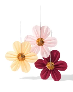 waaier 35x35cm papier floraal - 3 stuks