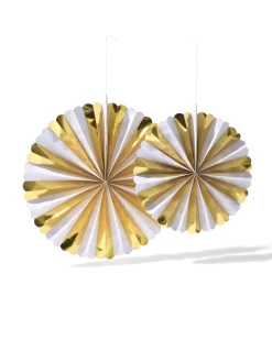 waaier 45x45cm papier goud-zilver - 2 stuks