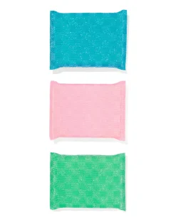 wasbare sponzen groen/roze/blauw 9x12x2 - 3 stuks