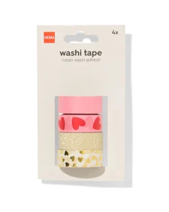 washi tape hart - 4 stuks