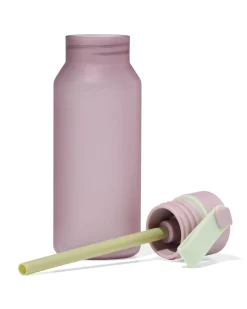 waterfles met rietje 430ml roze