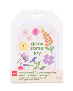 wenskaart 'grow some joy' met zaadjes
