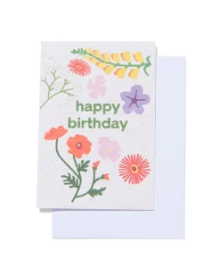 wenskaart 'happy bday' met zaadjes