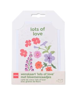 wenskaart 'lots of love' met zaadjes