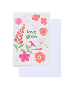 wenskaart 'love grow' met zaadjes