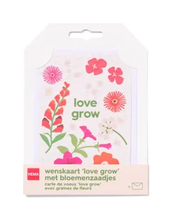 wenskaart 'love grow' met zaadjes