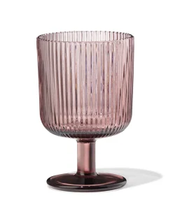 wijnglas 250ml Bergen glas streep reliëf bordeauxrood