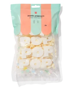 zoete popcorn uitdeelzak - 6 stuks